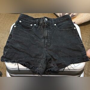 Madewell Black Jean Shorts High-Waisted Distressed